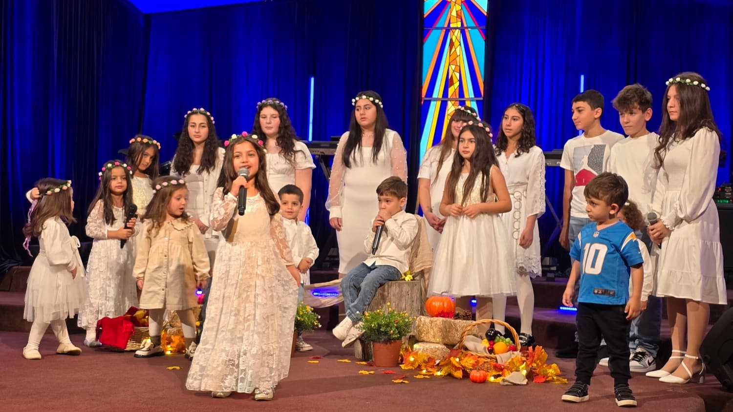 The harvest programme — the children together on stage